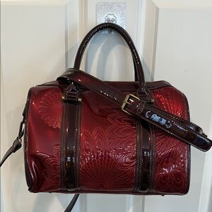 Desigual Embossed Red Patent Leather Handbag with Crossbody Strap